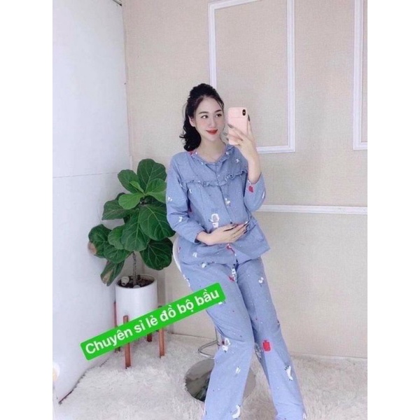 Bộ bầu kết hợp sau sinh cổ viền bèo siêu yêu cho các mom