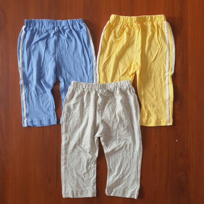 Quần ngố lửng cotton giấy mềm mỏng phối sọc Happy Land xuất Hàn dư xịn cho bé trai bé gái