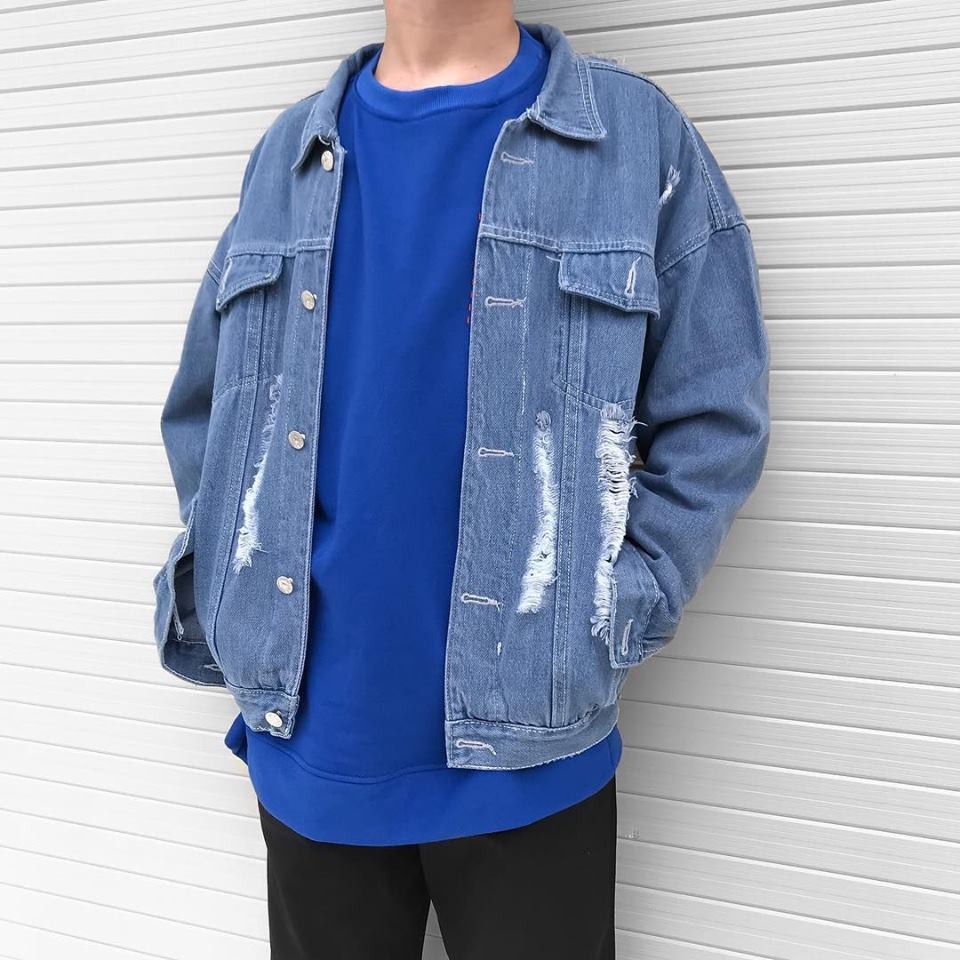 áo khoác jean nam rách ( HÌNH THẬT ) 44SS