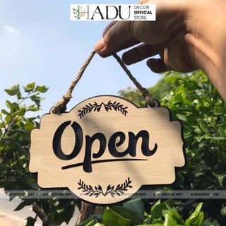 Bảng treo open & closed 2 mặt, bảng gỗ trang trí đóng mở cửa, bảng gỗ treo cửa - hadudecor