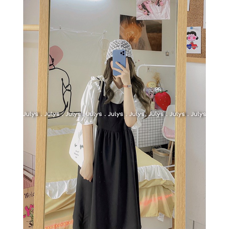 SET áo tay bồng kèm yếm babydoll ulzzang (ảnh thật shop chụp kèm video) | BigBuy360 - bigbuy360.vn