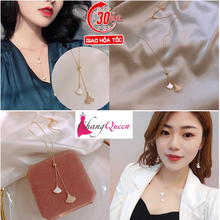 Dây Chuyền Mạ Vàng Mặt Hình Quạt Xinh Xắn, Dễ Thương Phong Cách Thanh Lịch