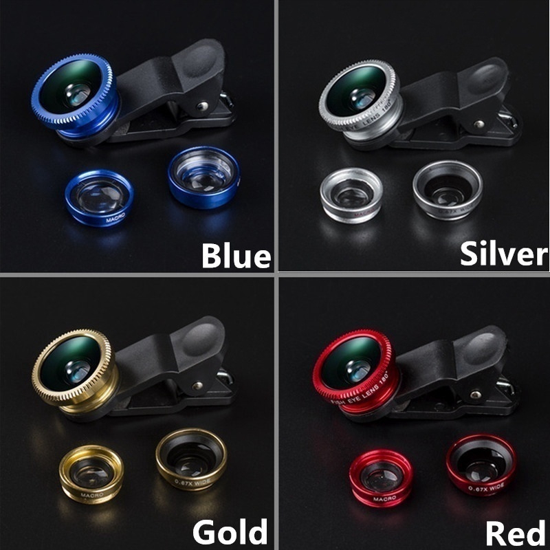 Bộ Ống Kính 3 Trong 1 Gồm Lens Fish Eye + Lens Macro & Siêu Rộng Góc Siêu Rộng Màu Đen Thông Dụng Kẹp Điện Thoại Thông Dụng
