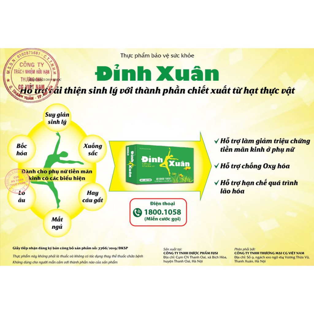 Viên Uống Sinh Lý Nữ ĐỈNH XUÂN - Giúp Cân Bằng Nội Tiết Tố Nữ, Chống Lão Hóa Hộp 20 Viên