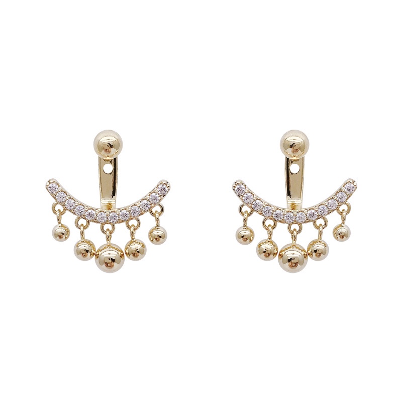 Bông Tai Xỏ Hạt Kim Cương Lấp Lánh Phong Cách Hàn Quốc Cổ Điển Dành Cho Nữ