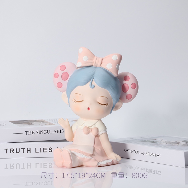 Đồ Trang Trí Hồ Cá Hình Cô Gái Đeo Nơ Trái Tim Bằng Nhựa resin Thủ Công Sáng Tạo Để Bàn Trang Trí Nội Thất