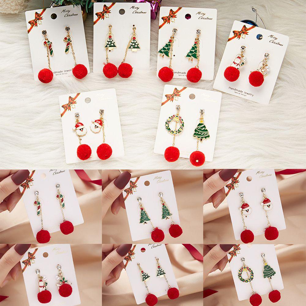 CACTU Bông Tai Dáng Dài Hình Người Tuyết / Ông Già Noel Dễ Thương