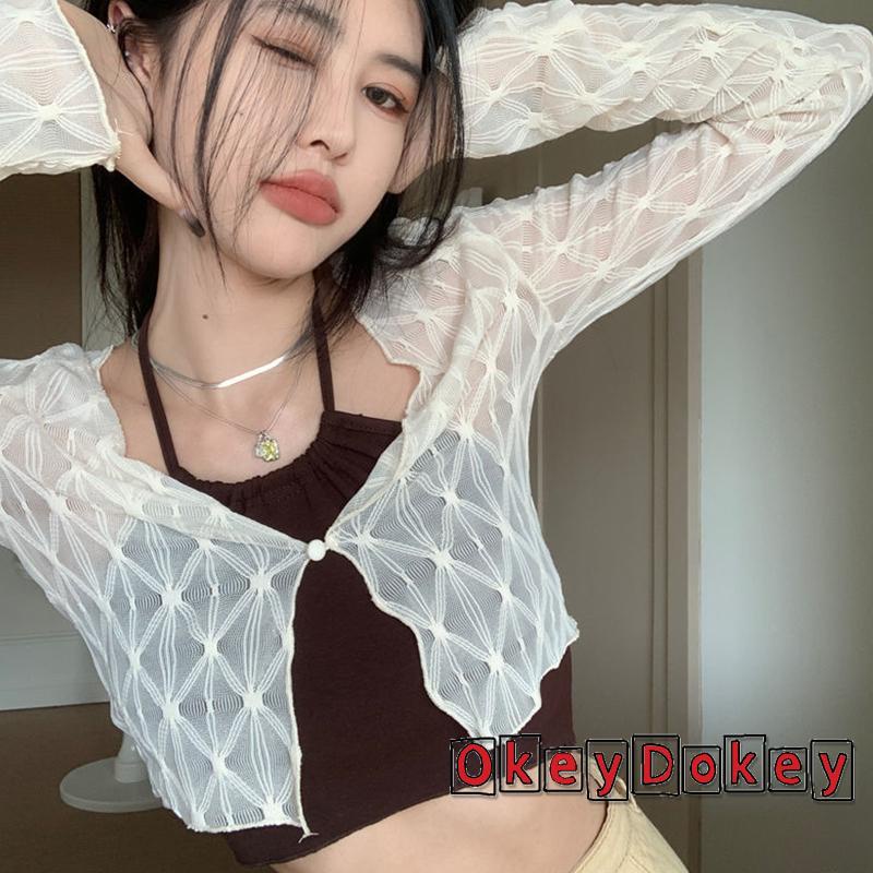 Áo Croptop Tay Dài Chống Nắng Màu Trơn Thời Trang Dành Cho Nữ