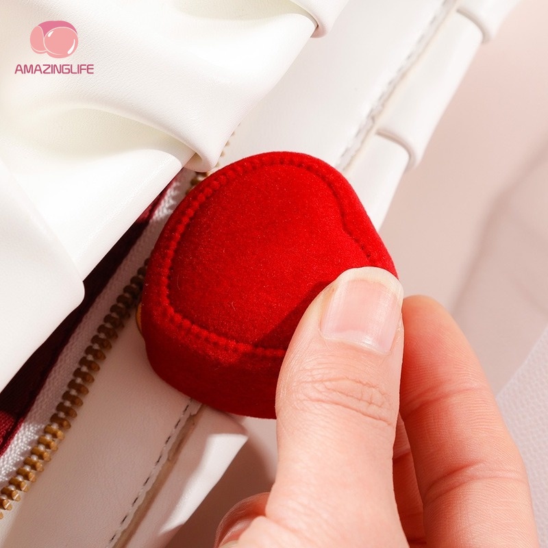 Set 1 / 3 / 5 Hộp Đựng Nhẫn Hình Trái Tim Đỏ