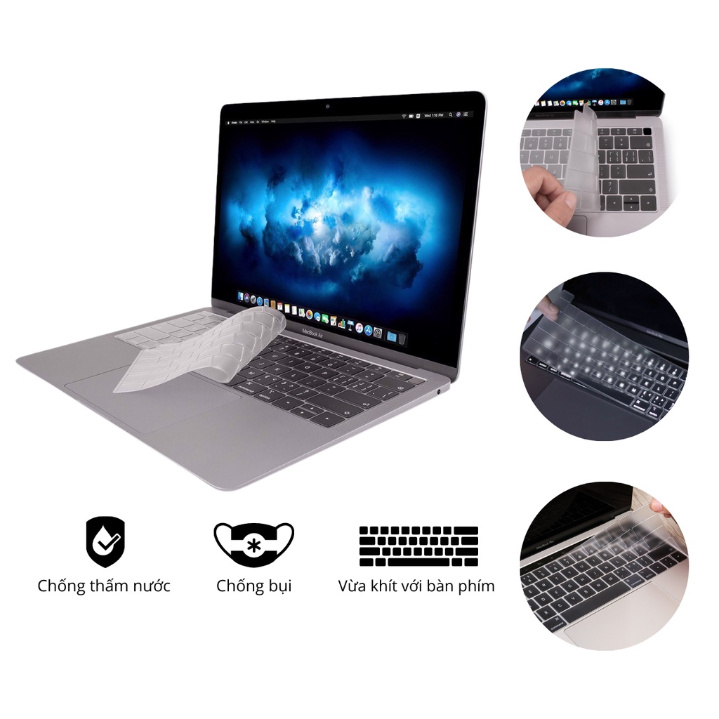 Lót Phím Trong TPU Bảo Vệ Bàn Phím Macbook Chống Bụi Bẩn, Chống Nước, Không Che Đèn Bàn Phím Lucas