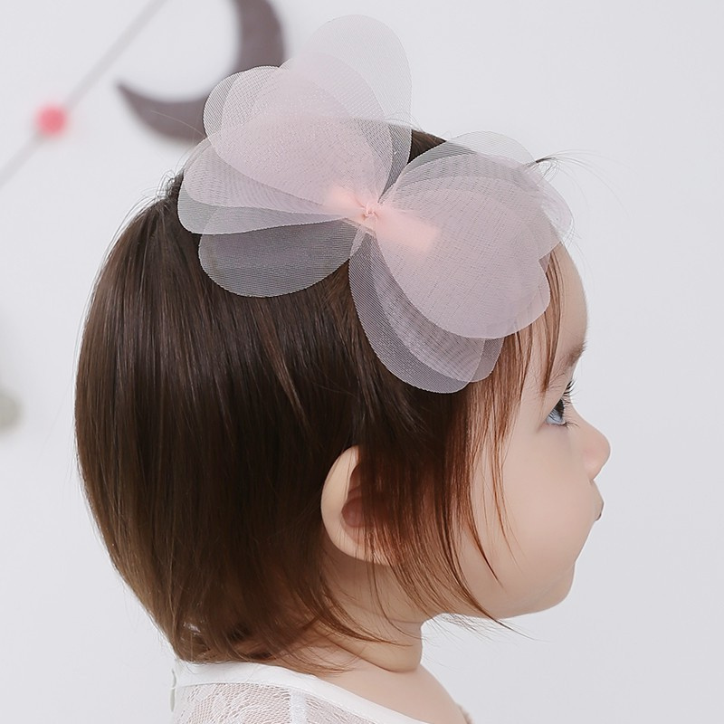 1 Kẹp Tóc Hình Nơ Bằng Vải Lưới Dễ Thương Cho Bé Gái