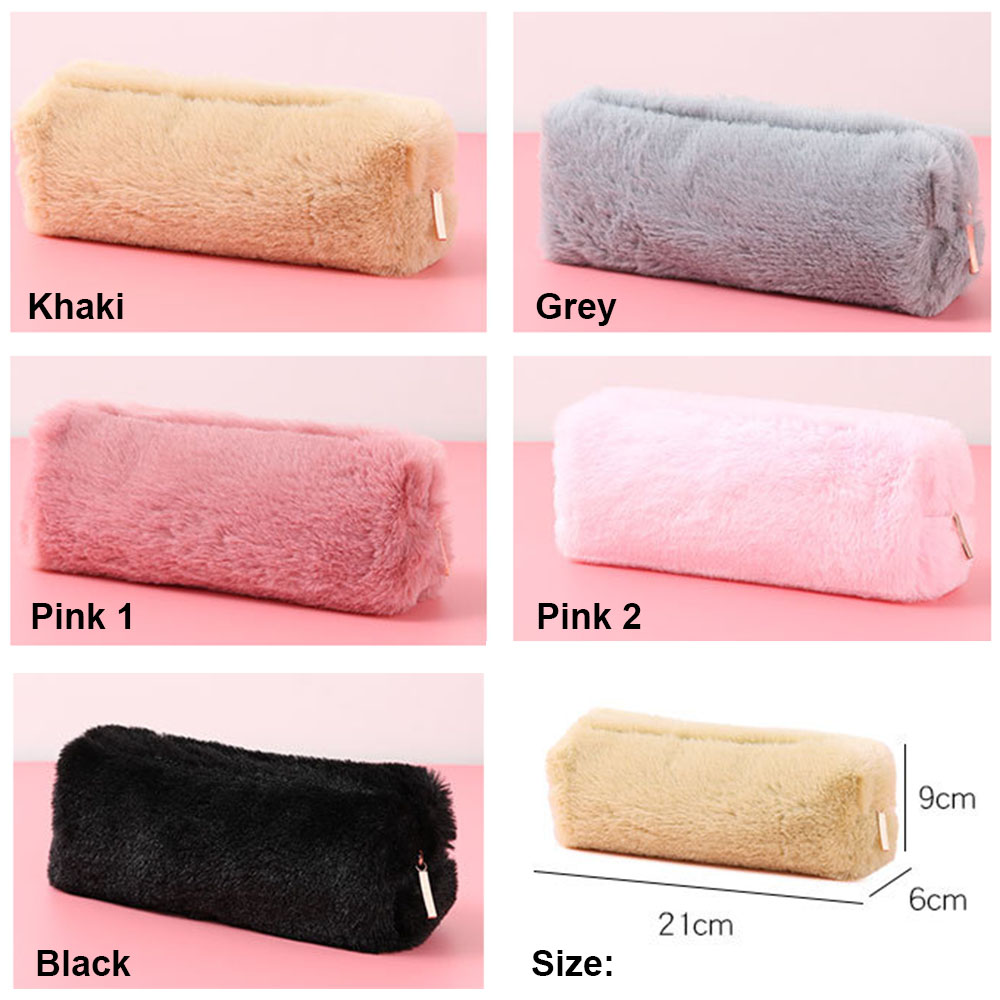 (Hàng Mới Về) Túi Đựng Bút Màu Trơn Thời Trang Có Khóa Kéo