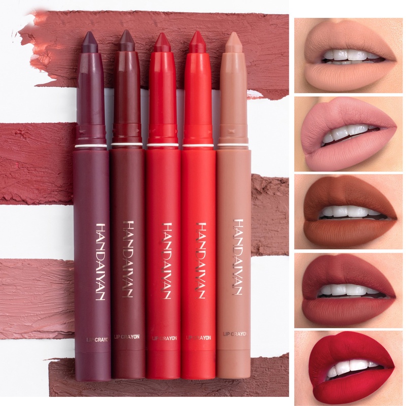 Son Môi / Bút Kẻ Viền Môi 6 Màu Nhung Lì Chống Nước Lâu Trôi Dùng Hàng Ngày