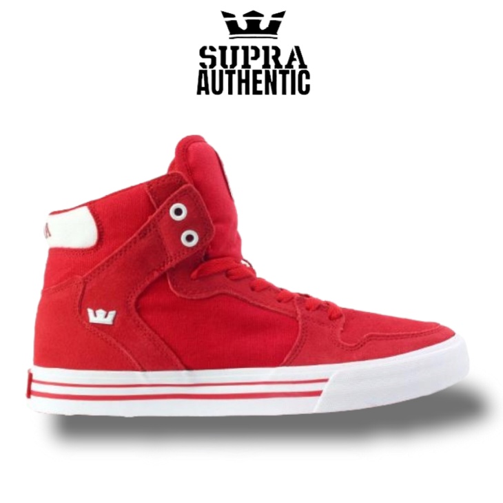 Giày nam Supra Vaider Suede xám đỏ