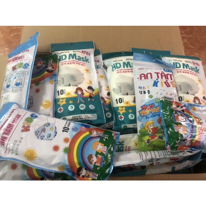Set 50 khẩu trang kháng khuẩn KF94 HD cho bé siêu cute