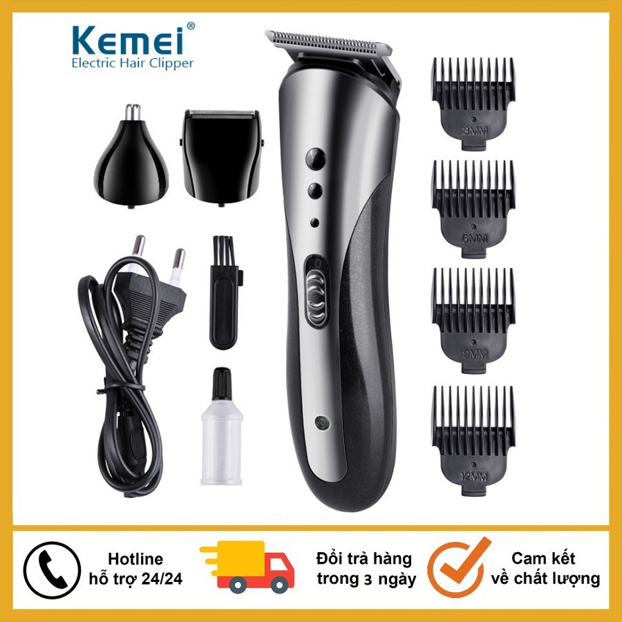 Tông đơ cắt tóc kiêm cạo râu, tỉa lông mũi 3 trong 1 Kemei 1407
