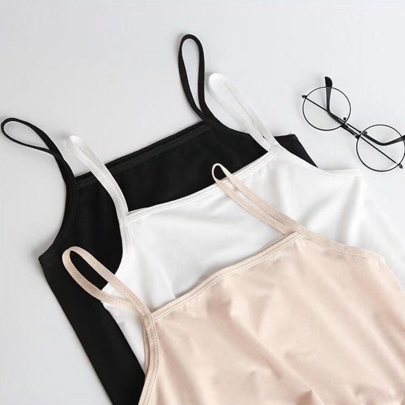 Áo Hai Dây Dáng Ngắn Màu Sắc Trơn Dễ Phối Đồ Cho Nữ