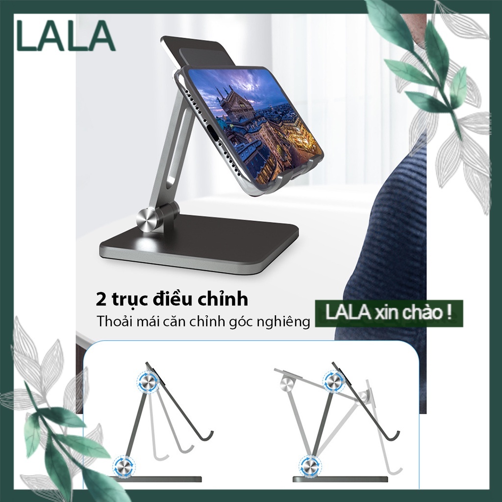 GIÁ ĐỠ / KỆ ĐỂ CHO IPAD / TABLET / ĐIỆN THOẠI KIM LOẠI NHÔM - CAO CẤP - NÂNG CHỈNH ĐỘ CAO ĐA NĂNG - CHỐNG TRƯỢT