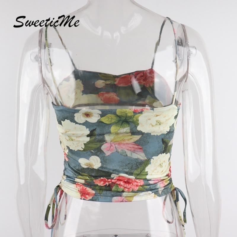 Áo lửng 2 dây in hoa thời trang quyến rũ cho nữ