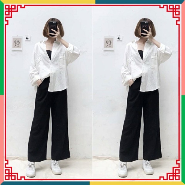 Quần culottes đen ống suông | BigBuy360 - bigbuy360.vn