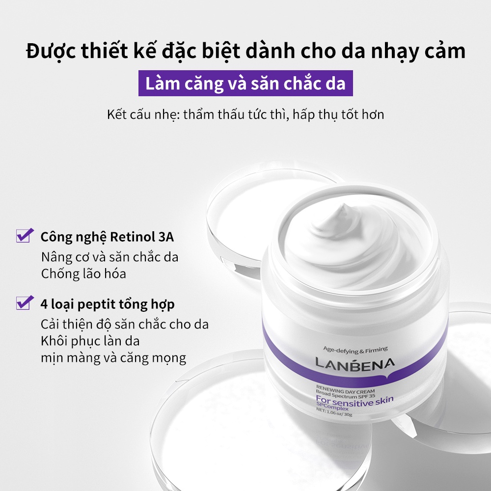 Kem Dưỡng Da Ban Ngày LANBENA Chống Lão Hóa Làm Sáng Và Săn Chắc Da SPF 35 30g