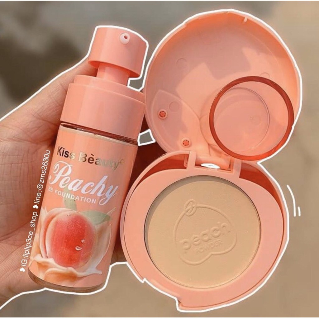 🍓Combo makeup 2 món ( Kem nền Peachy + phấn phủ Peach ) KISS BEAUTY made in THÁI LAN 🇫🇷 | BigBuy360 - bigbuy360.vn