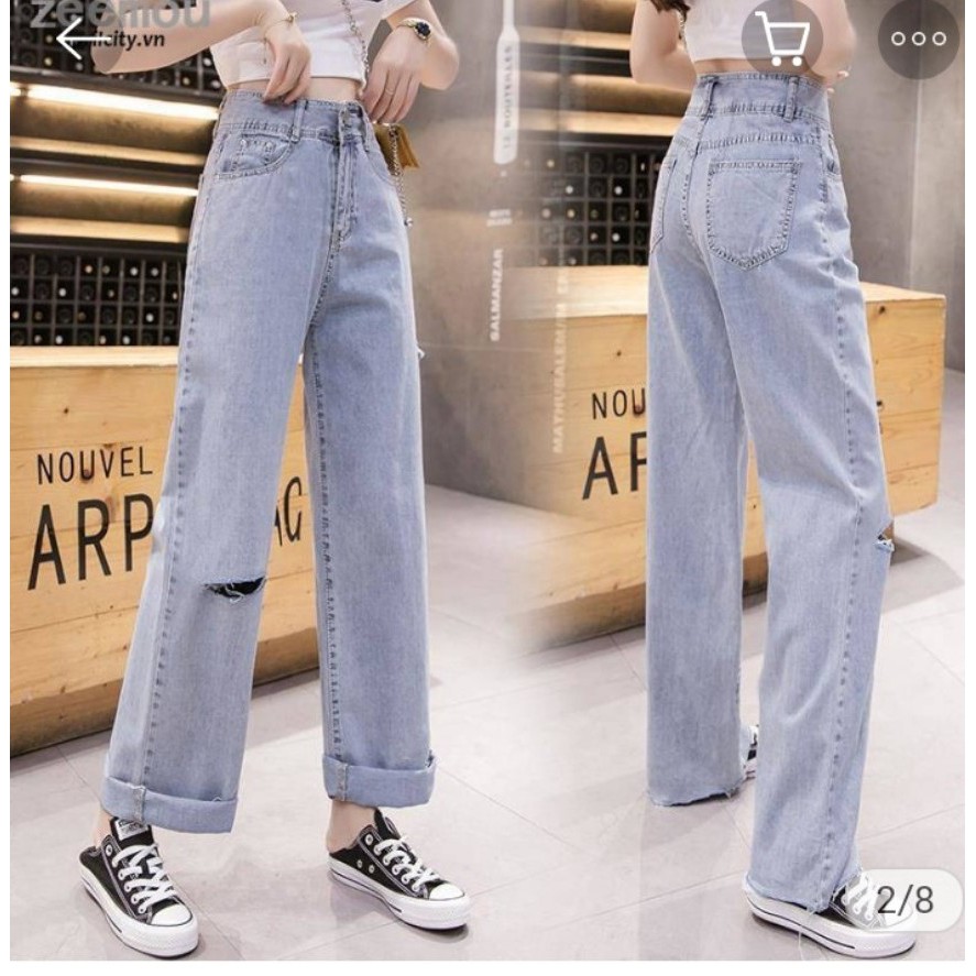 [ HOT CHẤP TẤT!!! ] QUẦN JEAN ỐNG RỘNG DÀI NỮ CAO CẤP NITIQC LAI TUA MÀU NHẠT RÁCH GỐI PHẢI BE TRÁI CỰC CÁ TÍNH CỰC HOT