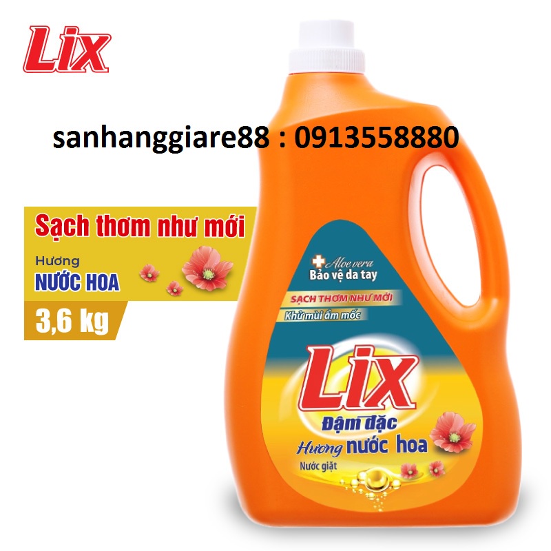 Nước giặt Lix Hương Nước Hoa 3.6kg- màu cam