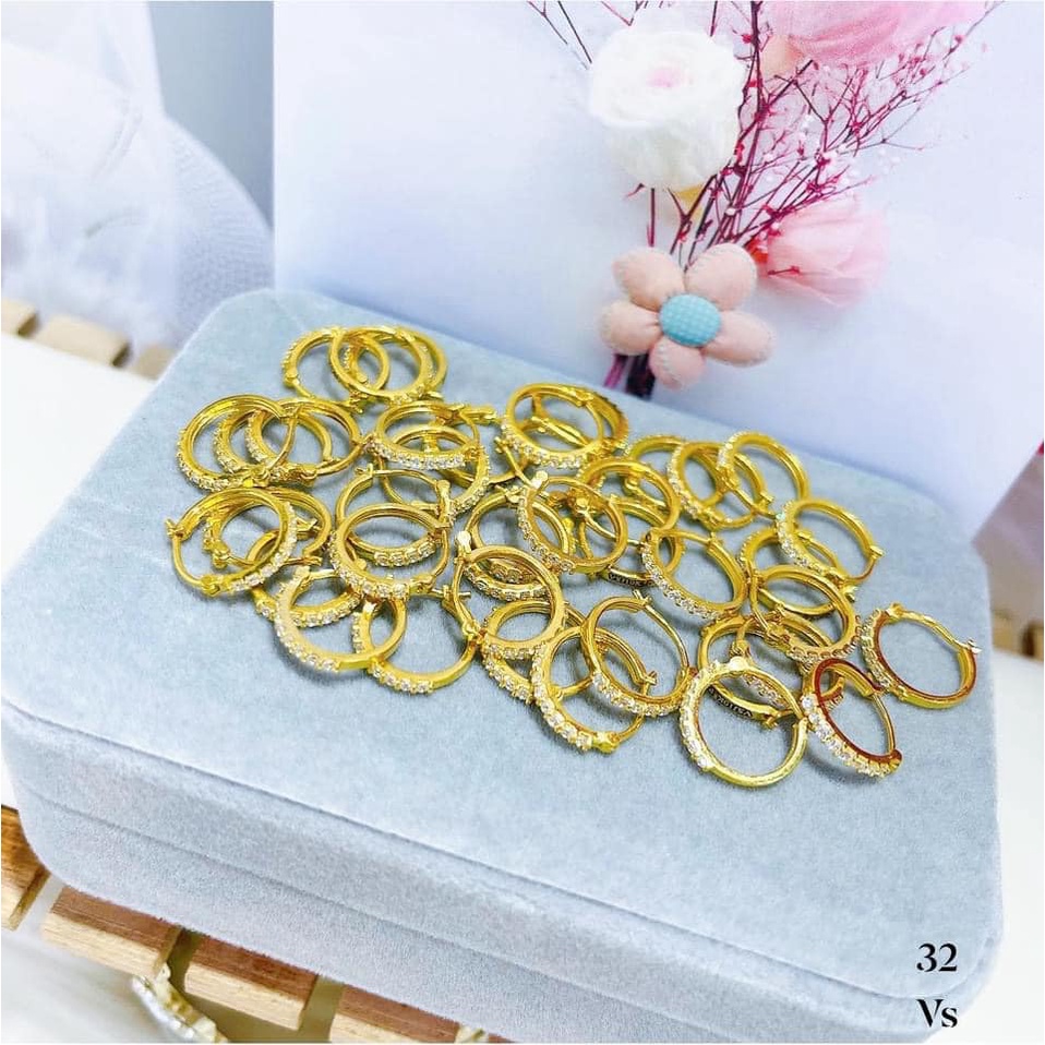 BÔNG TAI TRÒN ĐÍNH ĐÁ NHỎ