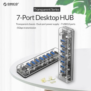 Hub chia USB 3.0 ORICO, UNITEK 4 cổng, 7 cổng trong suốt với Dual Micro USB Power - Hàng chính hãng