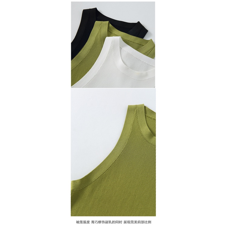 Áo Dệt Kim Sát Nách Hở Vai Màu Trắng Đen Đơn Giản Thời Trang Mùa Hè Cho Nữ