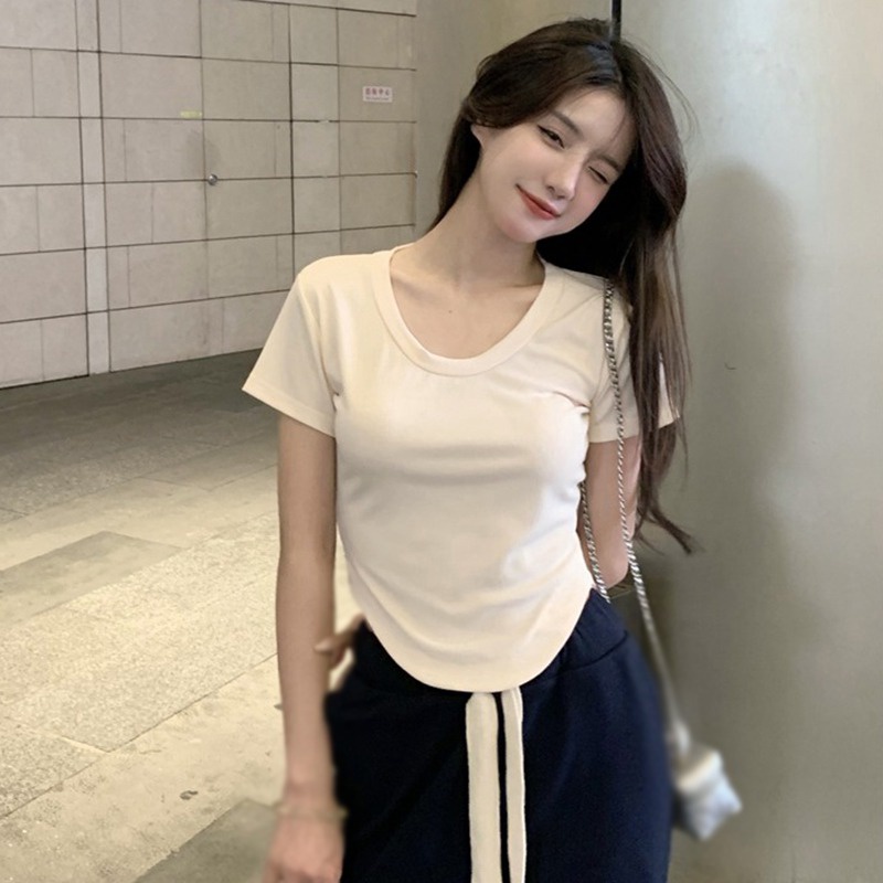 Áo Thun Ngắn Tay Phong Cách Hàn Quốc Quyến Rũ Dành Cho Nữ