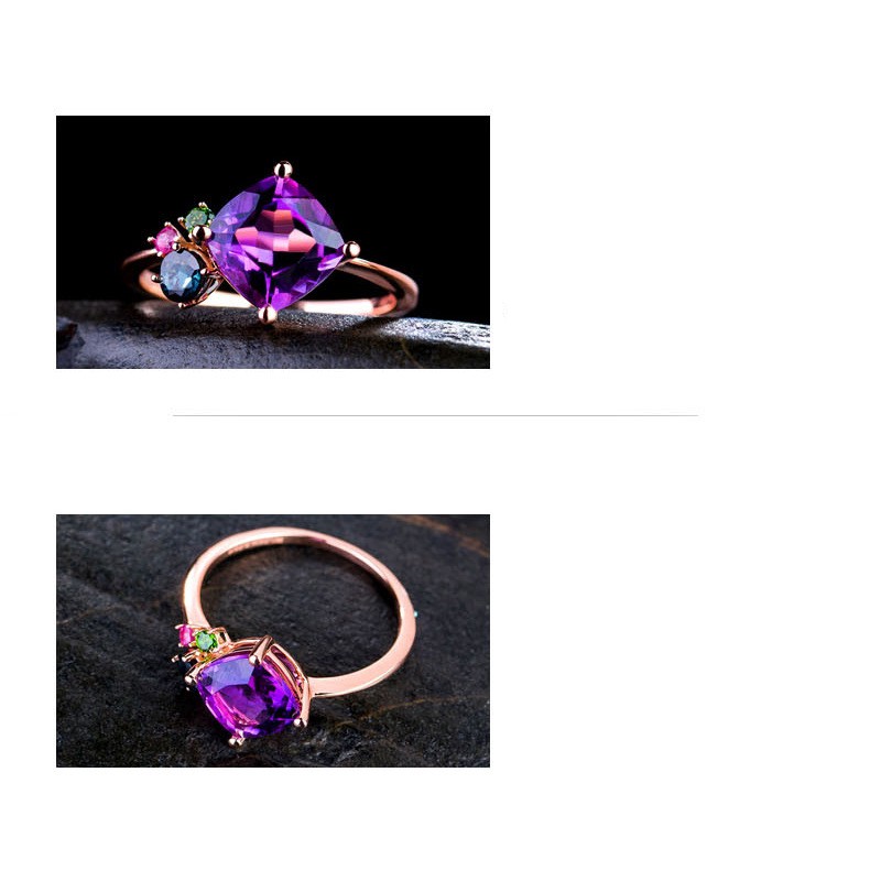 Nhẫn Đính Đá Nhiều Màu Sắc Thiết Kế Bắt Mắt