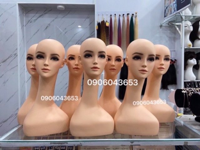 Đầu manocanh đội tóc giả cao cấp