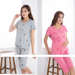 [XẢ HẢNG] Bộ Đồ Sau Sinh, Bộ Bầu Lửng PINK Tim Lật Ti, Chất Siêu Đẹp, Size Rộng, Cao Cấp