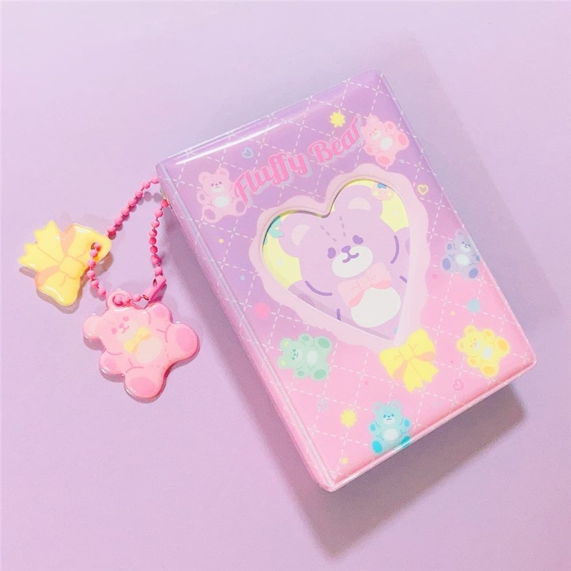 Album ảnh 3 inch kèm 20 túi đựng hình trái tim họa tiết gấu/thỏ dễ thương xinh xắn