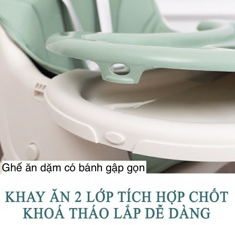 Ghế Ăn Dặm Gấp Gọn Có Bánh Xe Đa Năng Xuất Hàn