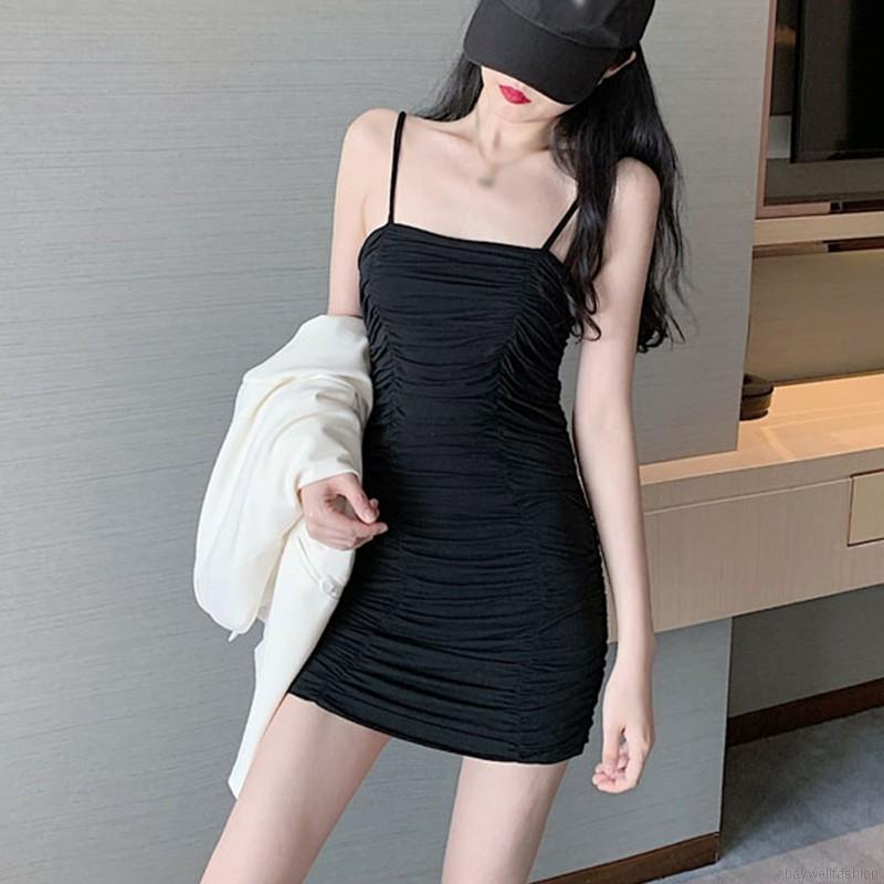 Đầm Hai Dây Màu Trơn Ôm Kiểu Dáng Quyến Rũ