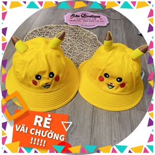 Mũ nón tai bèo Pikachu bé gái bé trai 2-4 tuổi có dây