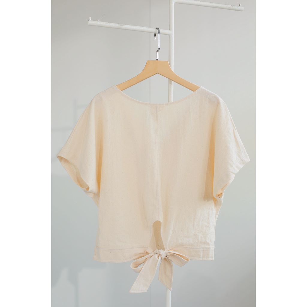 MORI - Áo linen cánh dơi cột sau