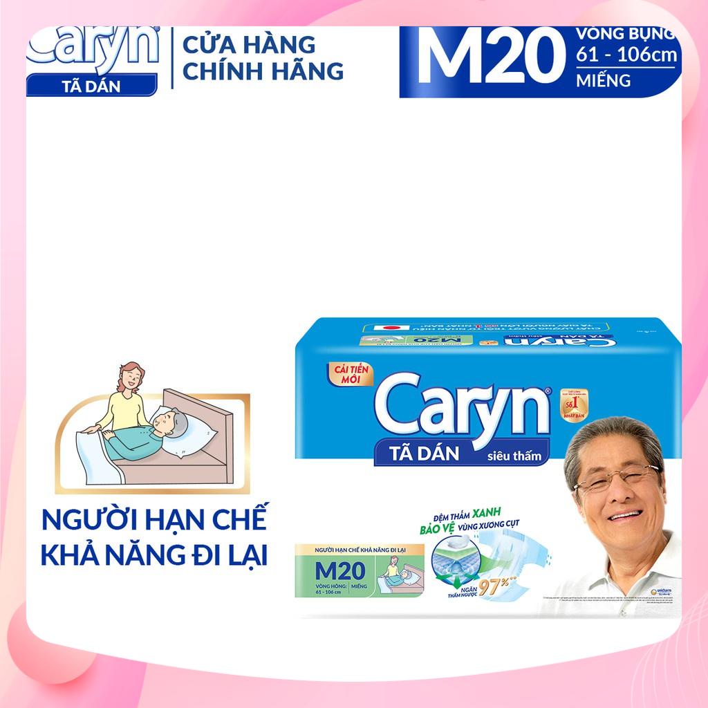 Tã bỉm dán Người lớn Caryn siêu thấm M 20 miếng,tã người già size m dành cho người hạn chế khả năng đi lại