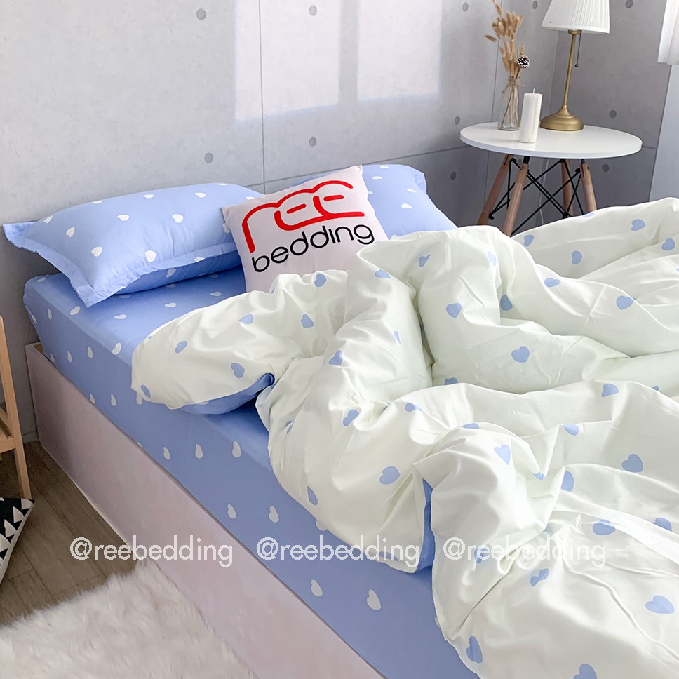 Bộ chăn ga và vỏ gối Poly Cotton REE Bedding trái tim nhiều màu đủ size giường nệm