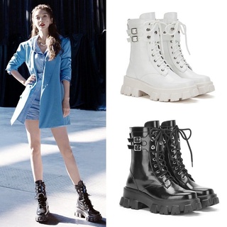 Giày Nữ Size Lớn Size 35-43 Người Nổi Tiếng Cùng Phong Cách Martin Boots Đế Dày Giữa Ống Giày Xe Máy Sli