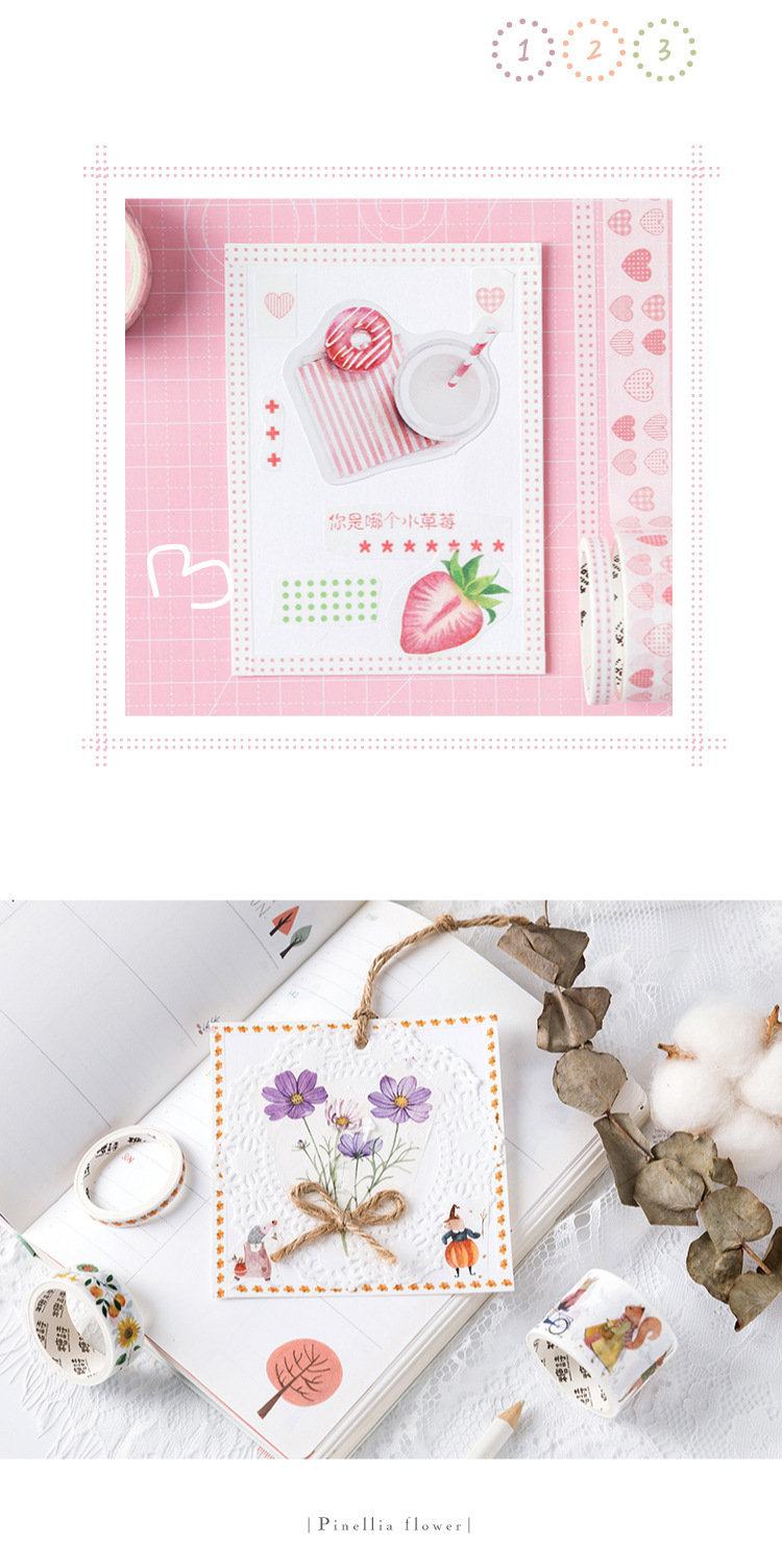 Hộp washi tape cute 20 cuộn nhiều hình dễ thương trang trí sổ tay