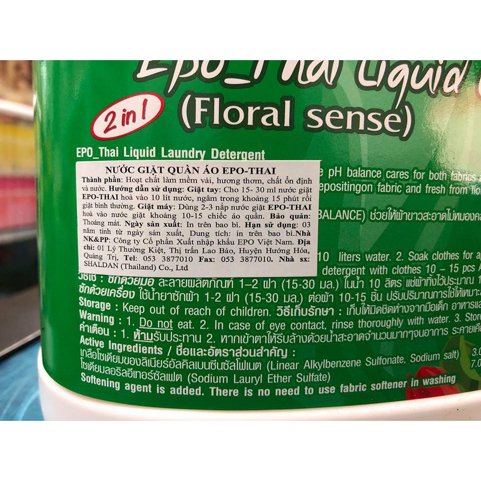 Nước Giặt EPO 2in1 Thai 3500ml