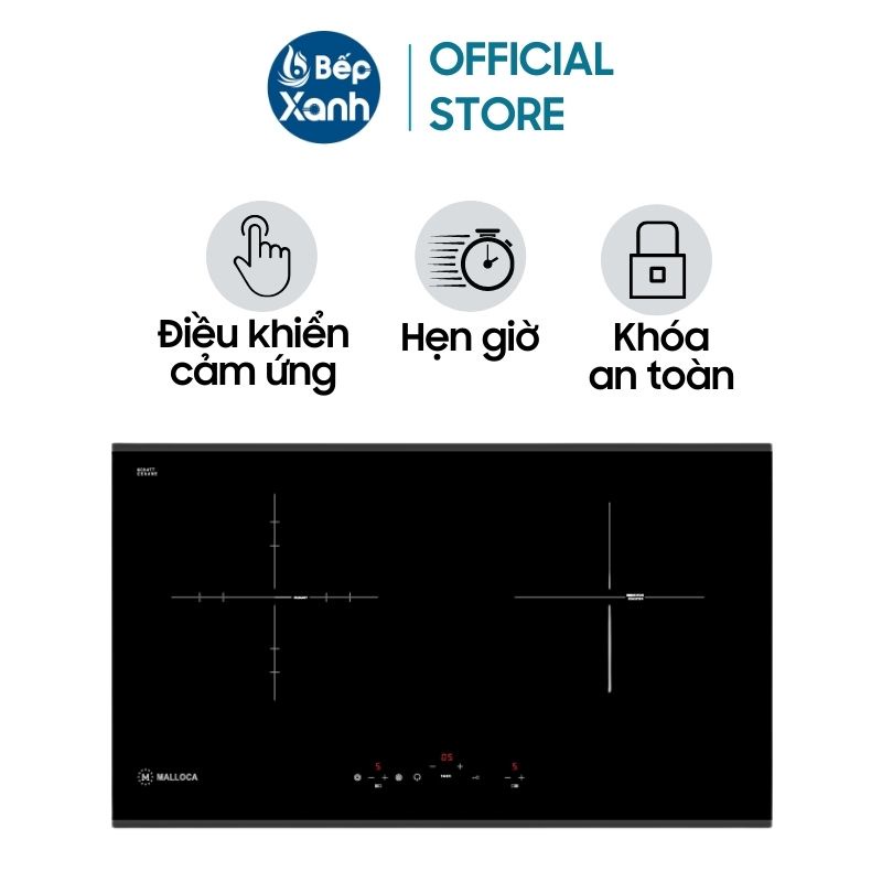 Bếp điện từ 2 vùng nấu Malloca MIR 772 (4500W) - Xuất xứ Châu Âu - Hàng Chính Hãng
