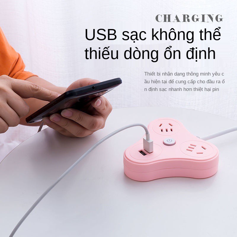 Ổ cắm đa năng chính hãng USB có cáp chuyển đổi nguồn cấp điện gia đình bảng xốp đấu dây ký túc xá