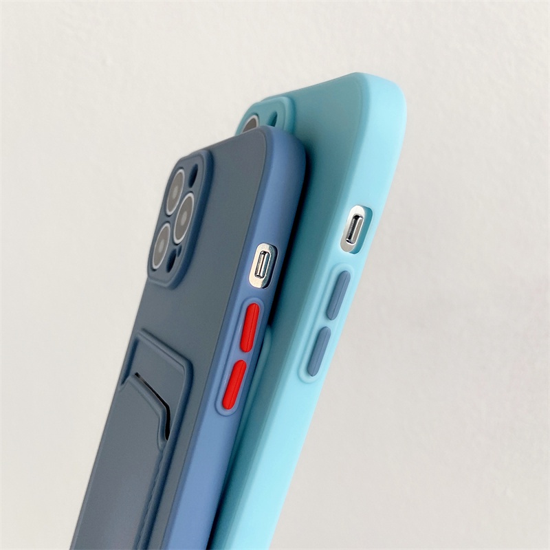 Ốp điện thoại silicon mềm chống sốc có ngăn đựng thẻ cho for iphone 11 13 12 Pro Max 13 Mini XS X SE 2 8 7 Plus