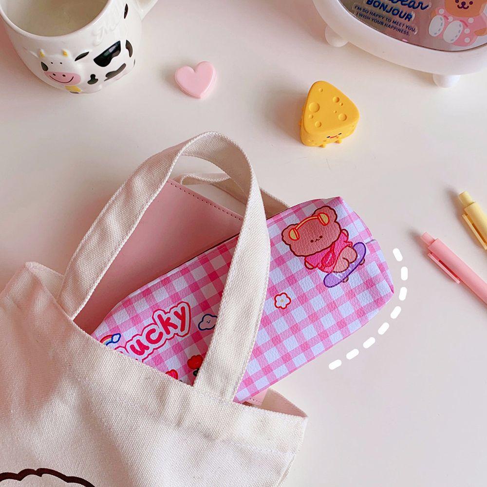 Túi Đựng Bút / Mỹ Phẩm Cỡ Lớn Đa Năng Họa Tiết Gấu Hoạt Hình Dễ Thương