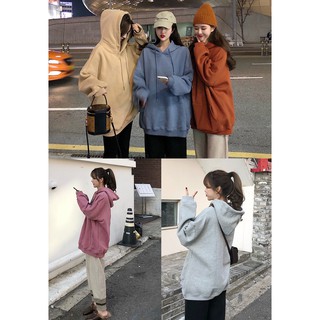 (Sẵn 1 chiếc cam) LP335 Áo hoodie overszied 5 màu xanh ghi cam hồng nude hàng Quảng Châu